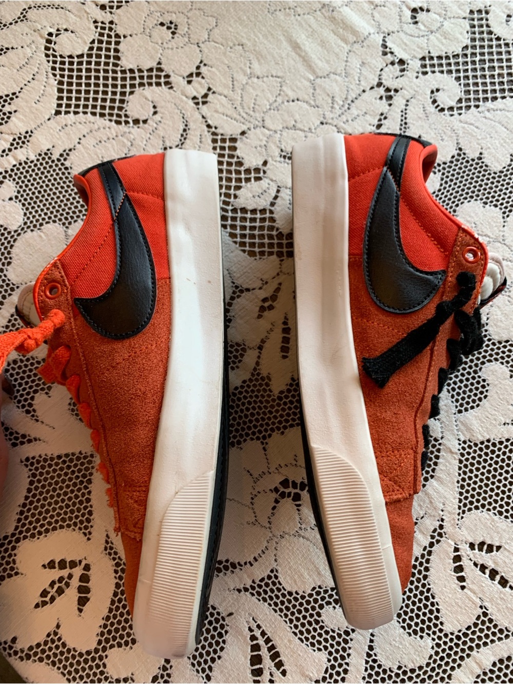 Nike Orange and Black Athletic Shoe Tag View